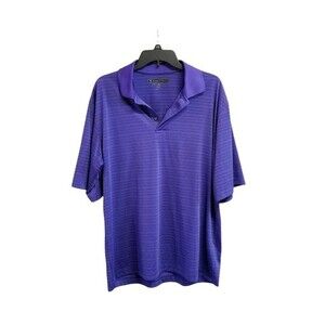 Pebble Beach Mens Sz L Purple Black Striped Short Sleeve Golf Polo Shirt